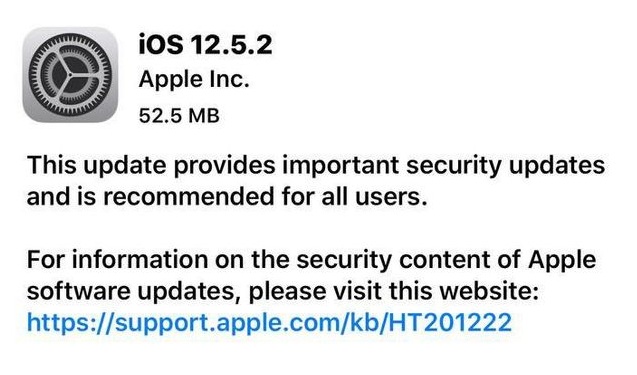 孟津苹果手机维修分享iOS12.5.2发布，建议所有老苹果用户安装 